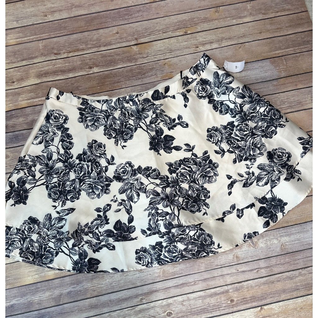 City Studio Women Lace Floral Printed Black-Ivory Skirt 24w — image 3 of 5